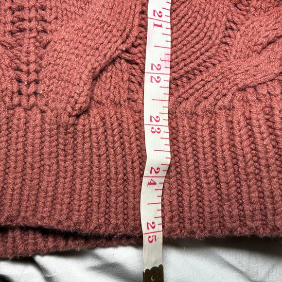 Express Braided Chunky Knit Mauve Rose Sweater - Women's Small - High-Low Hem - Picture 7 of 8